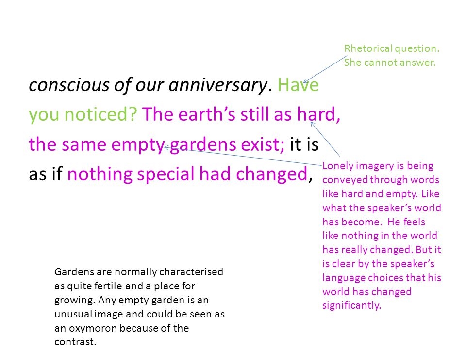 conscious of our anniversary. Have you noticed