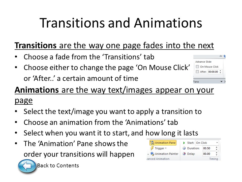 Transitions and Animations
