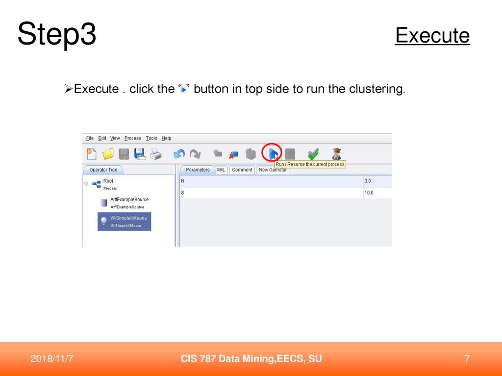 Step3 Execute. Execute . click the button in top side to run the clustering.