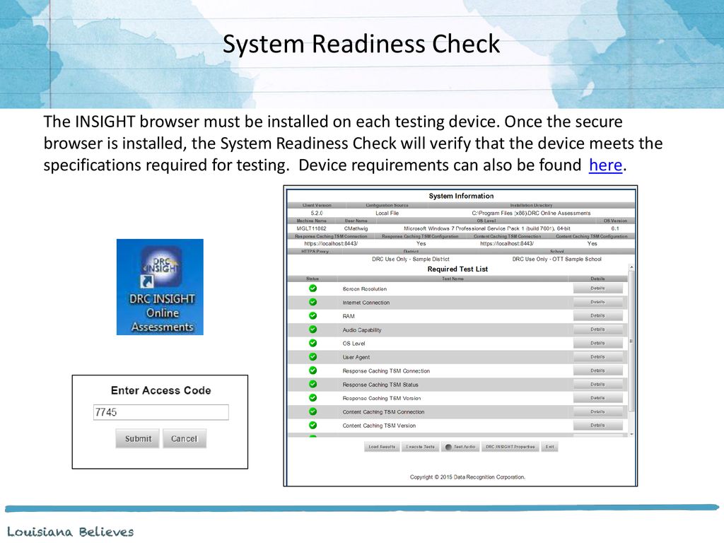 System Readiness Check