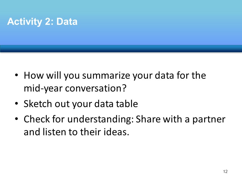 How will you summarize your data for the mid-year conversation