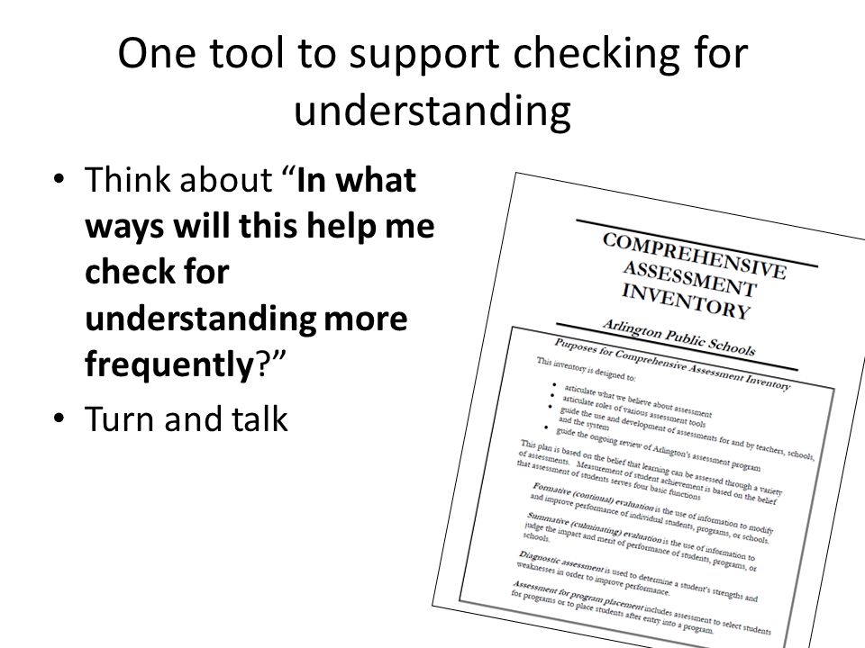 One tool to support checking for understanding