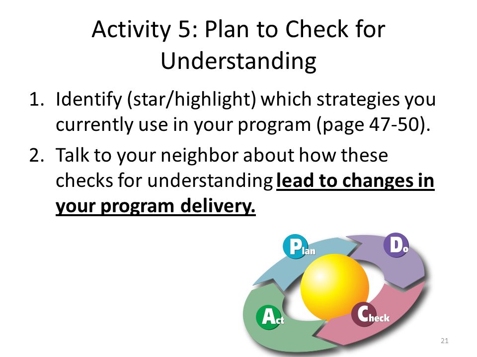 Activity 5: Plan to Check for Understanding