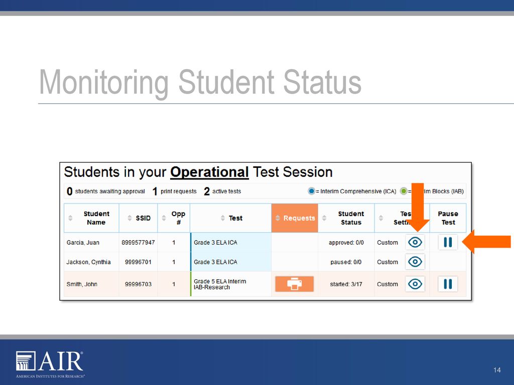 Monitoring Student Status