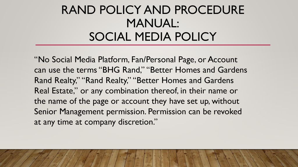 Rand Policy and Procedure Manual: Social Media Policy