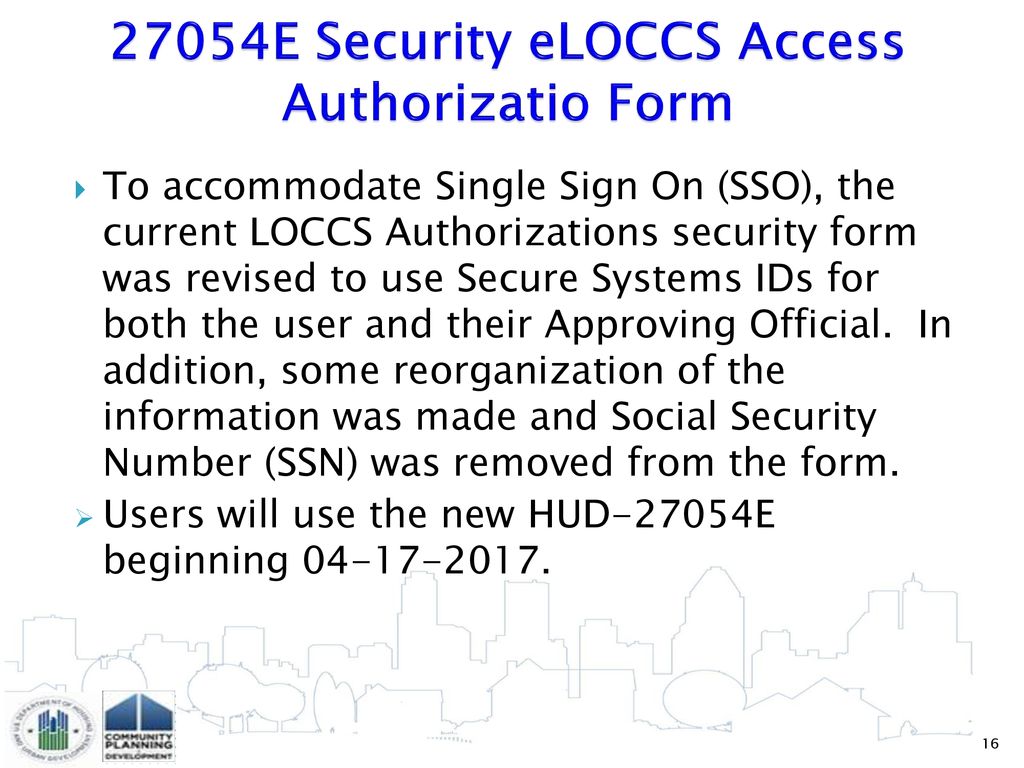 27054E Security eLOCCS Access Authorizatio Form