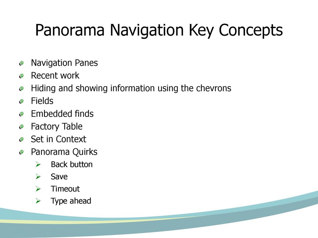 Panorama Navigation Key Concepts