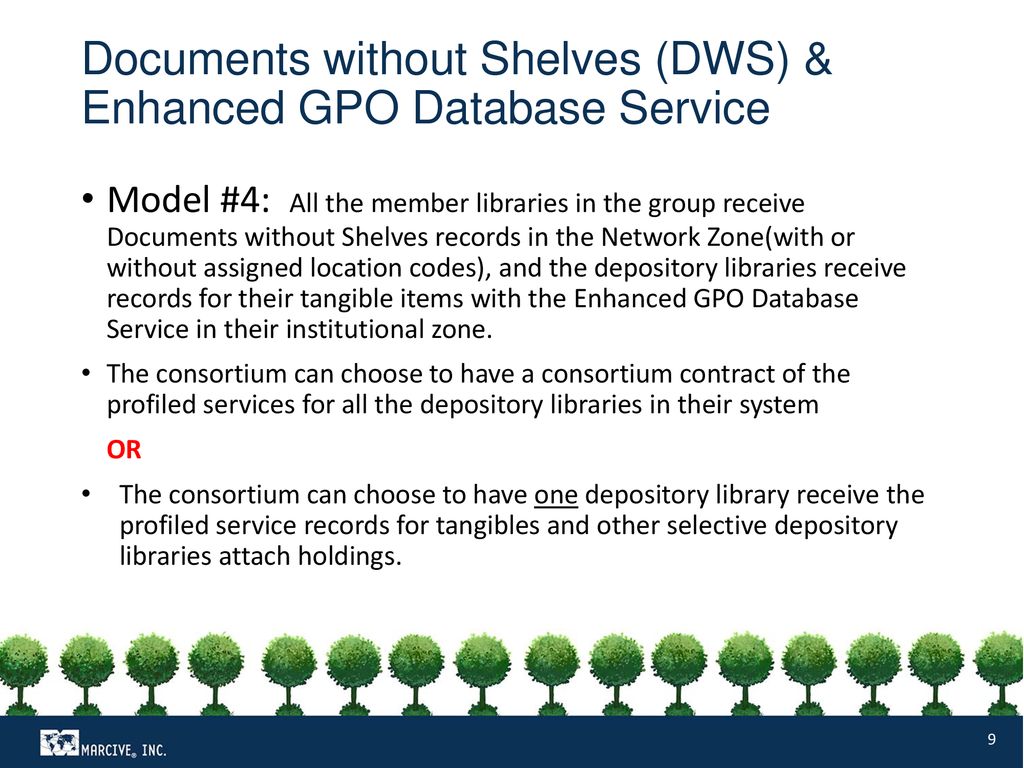 Documents without Shelves (DWS) & Enhanced GPO Database Service