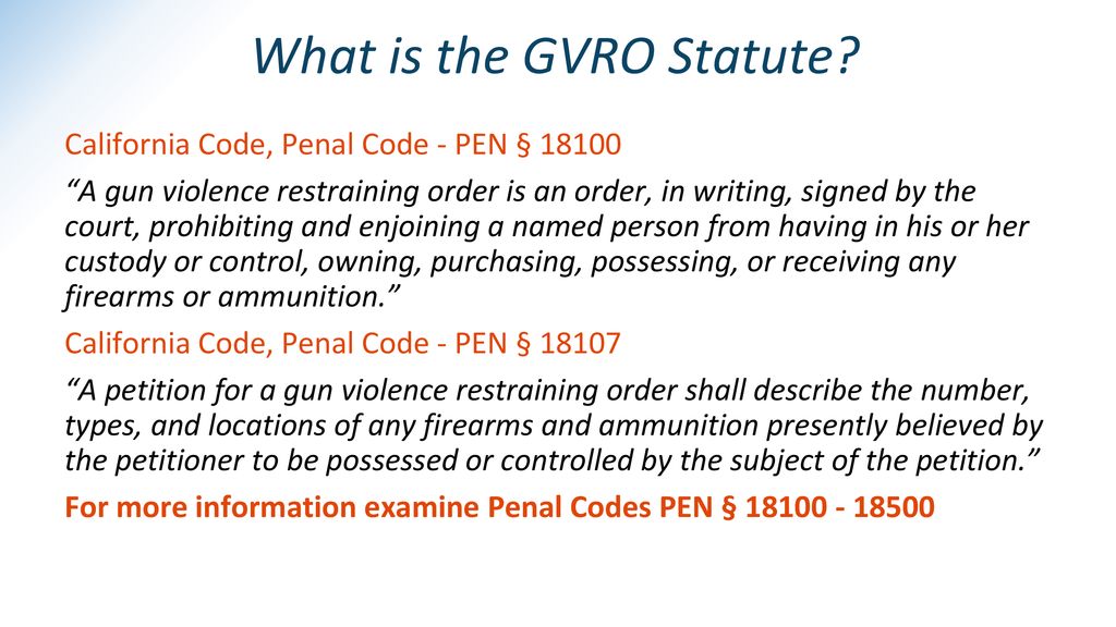 What is the GVRO Statute