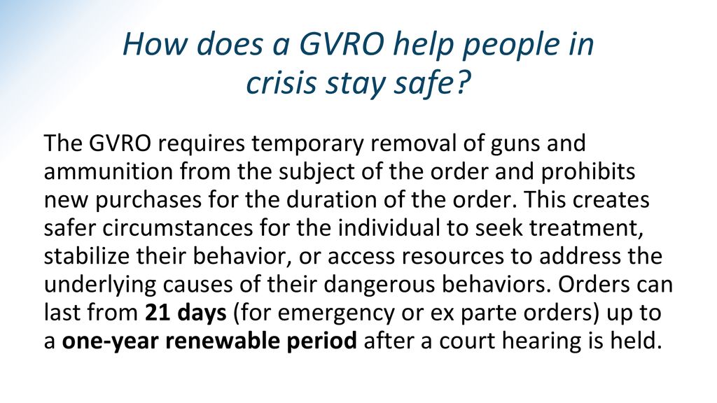 How does a GVRO help people in crisis stay safe