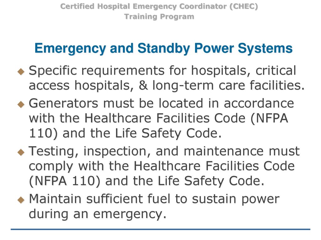 Emergency Power Requirements for Hospitals