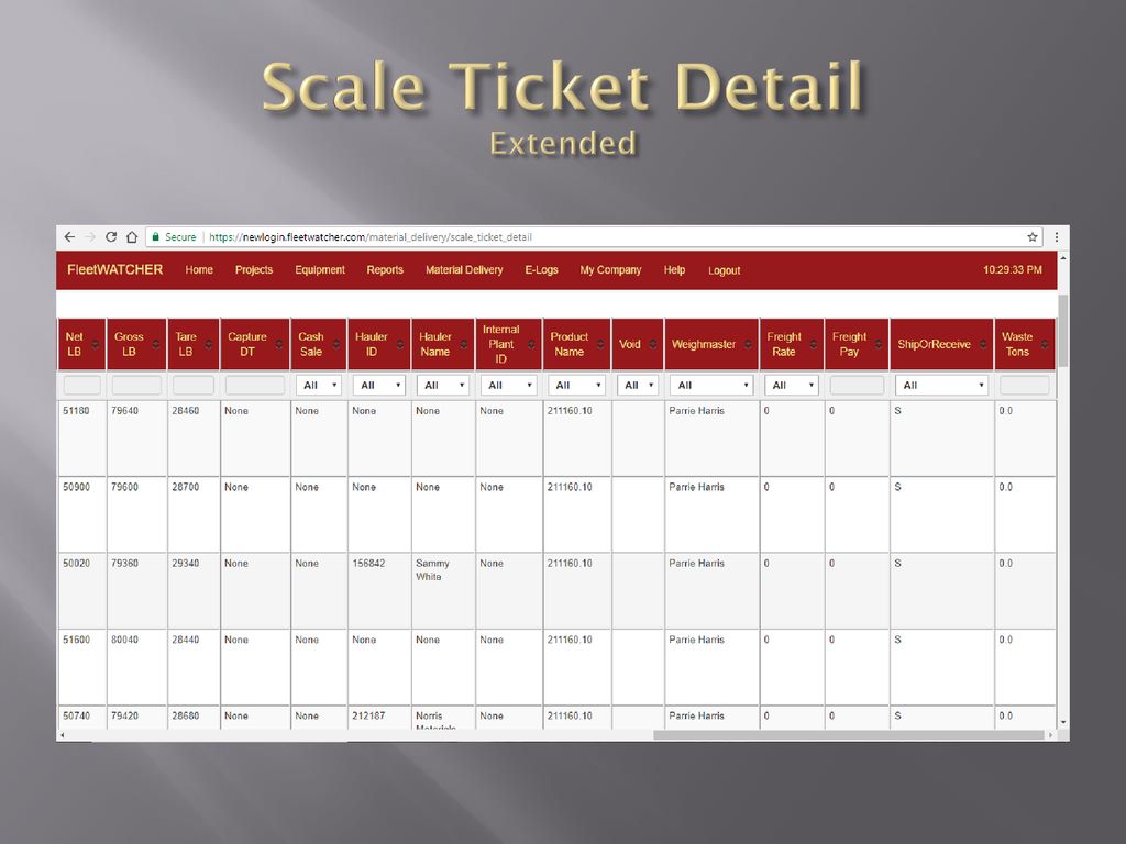Scale Ticket Detail Extended