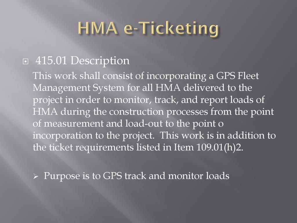 HMA e-Ticketing Description