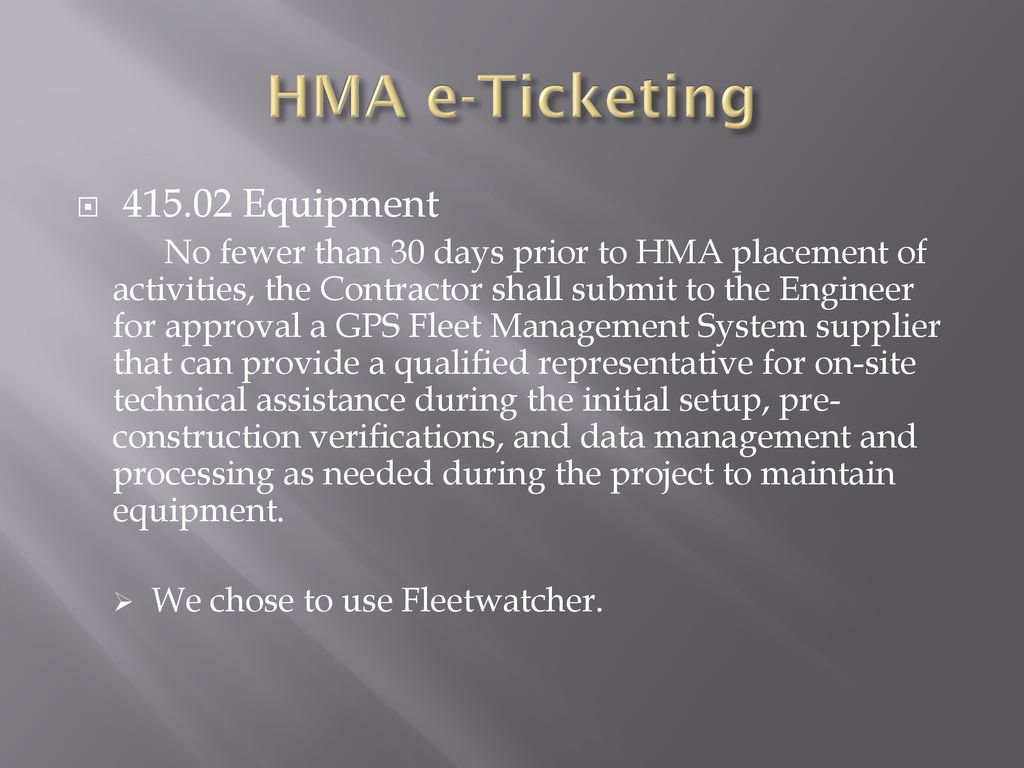 HMA e-Ticketing Equipment