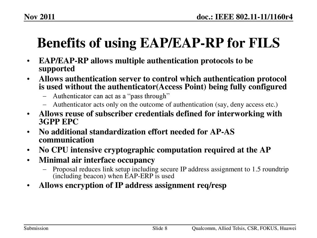 Benefits of using EAP/EAP-RP for FILS