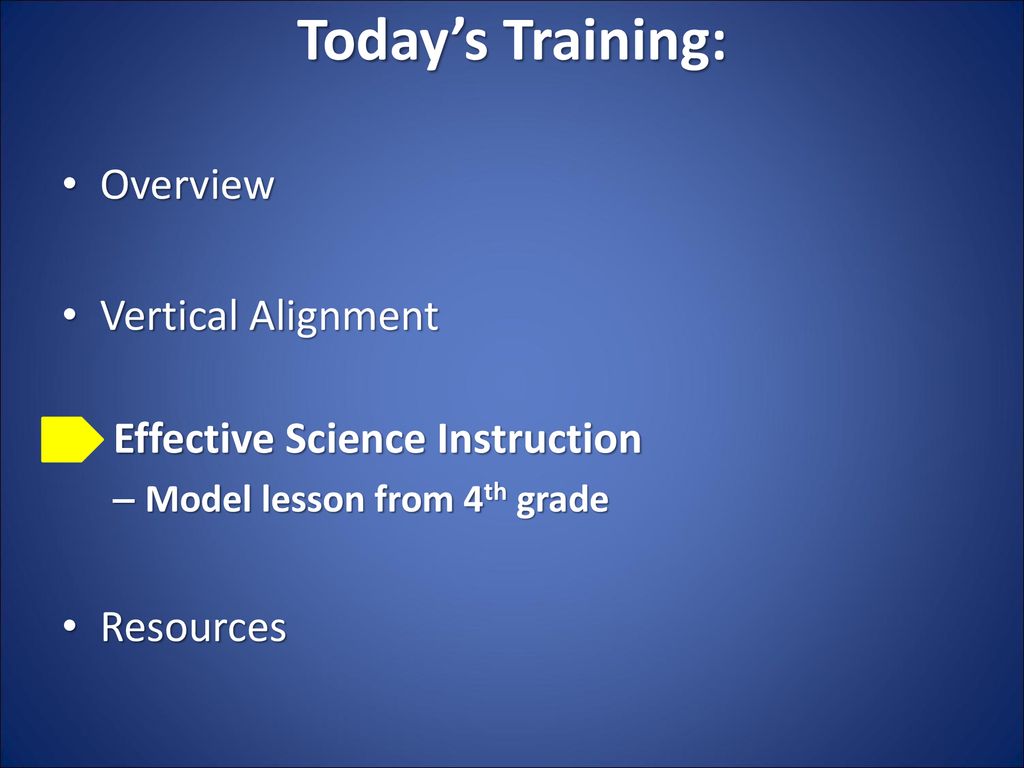 Today’s Training: Overview Vertical Alignment
