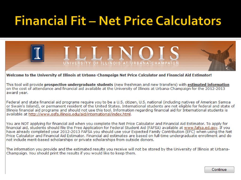 Financial Fit – Net Price Calculators