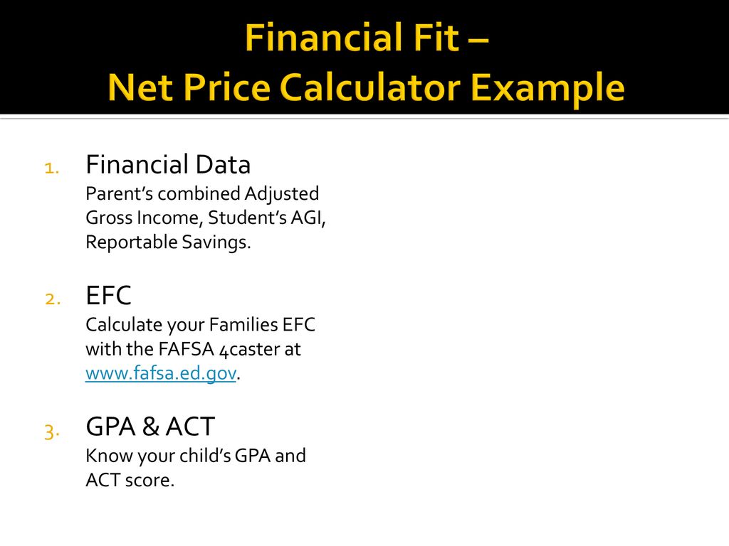 Financial Fit – Net Price Calculator Example