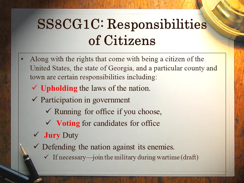 SS8CG1C: Responsibilities of Citizens