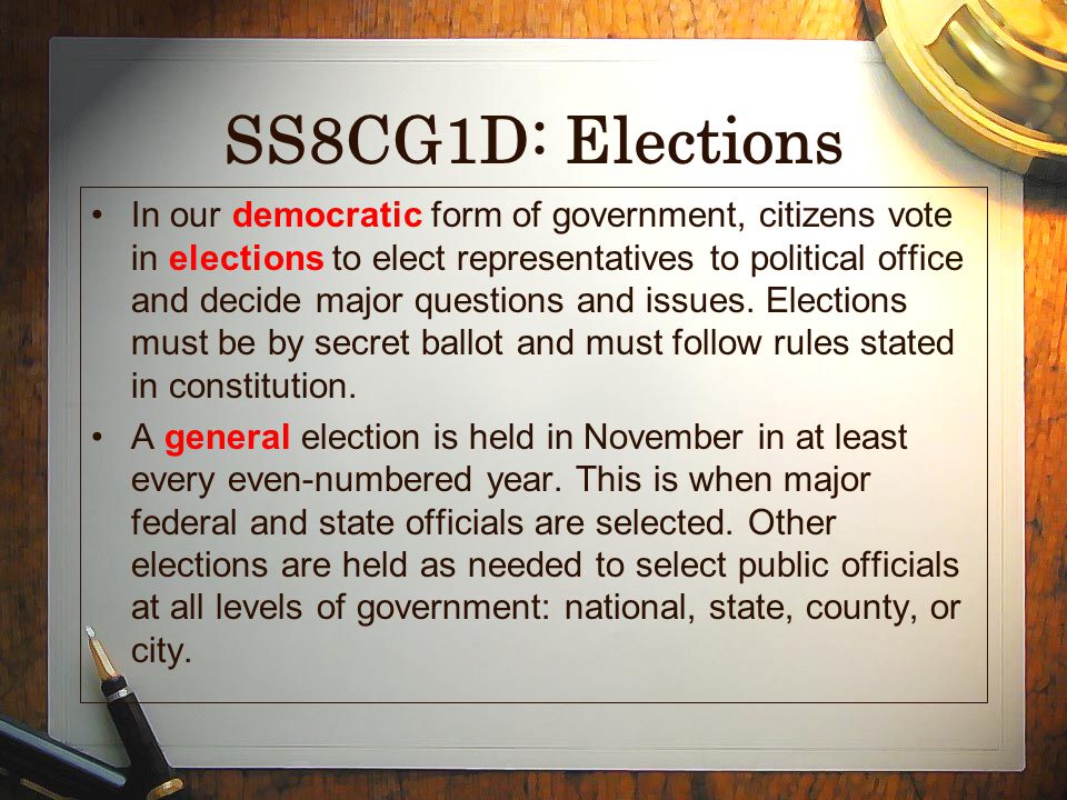 SS8CG1D: Elections
