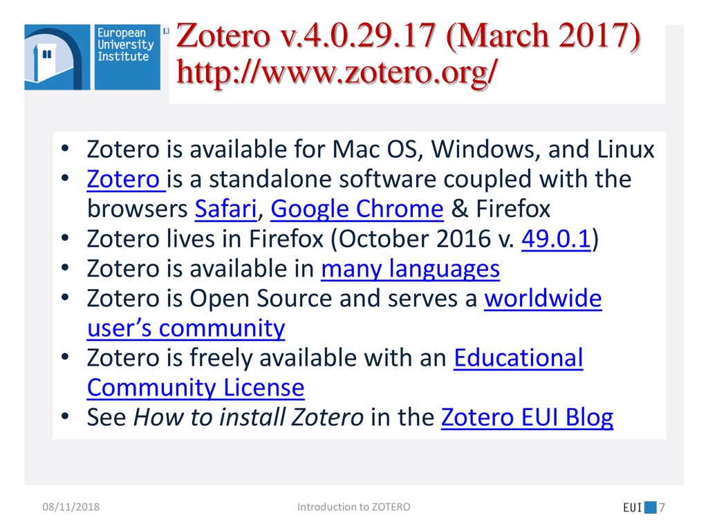 flug in for zotero in mac 2016