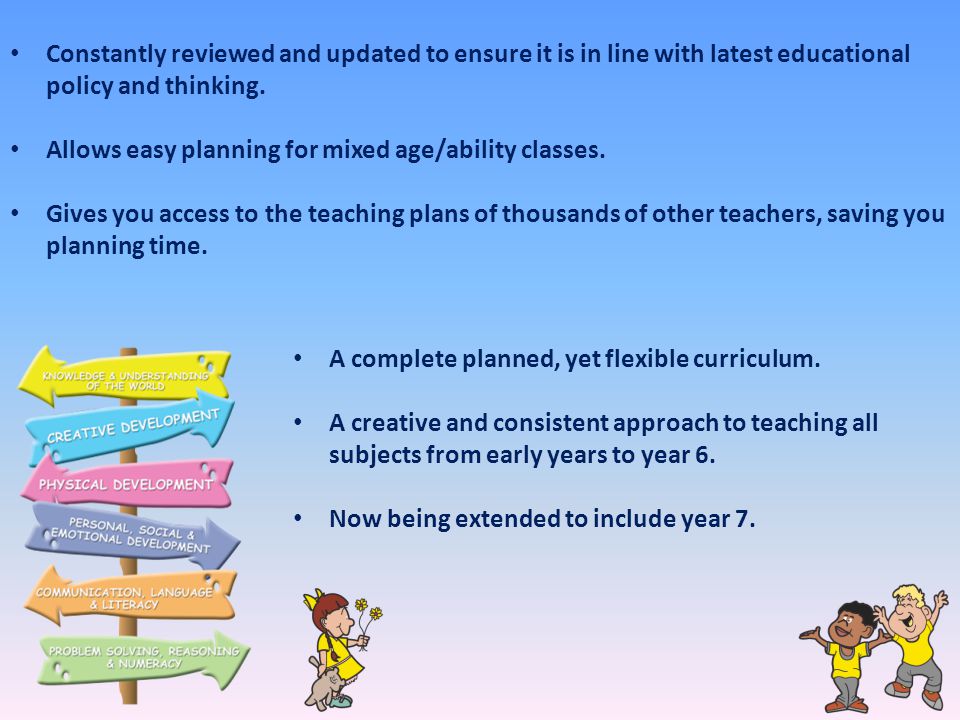 Constantly reviewed and updated to ensure it is in line with latest educational policy and thinking.