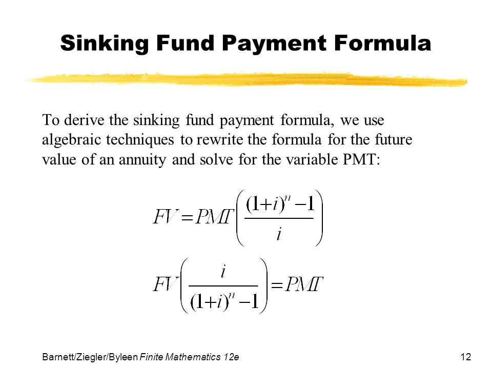 Sinking Fund Payment Formula