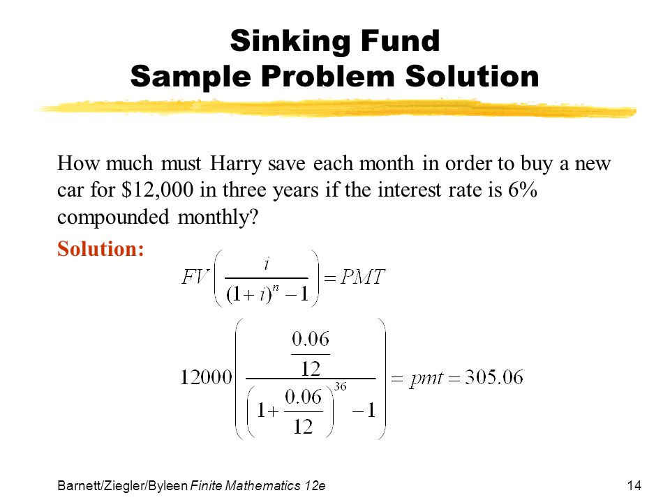 Sinking Fund Sample Problem Solution