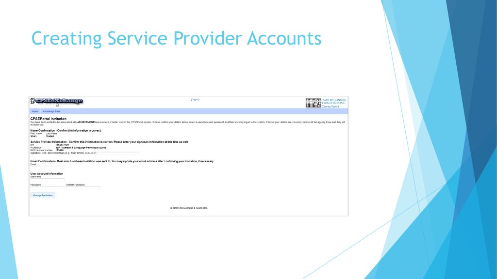 Creating Service Provider Accounts