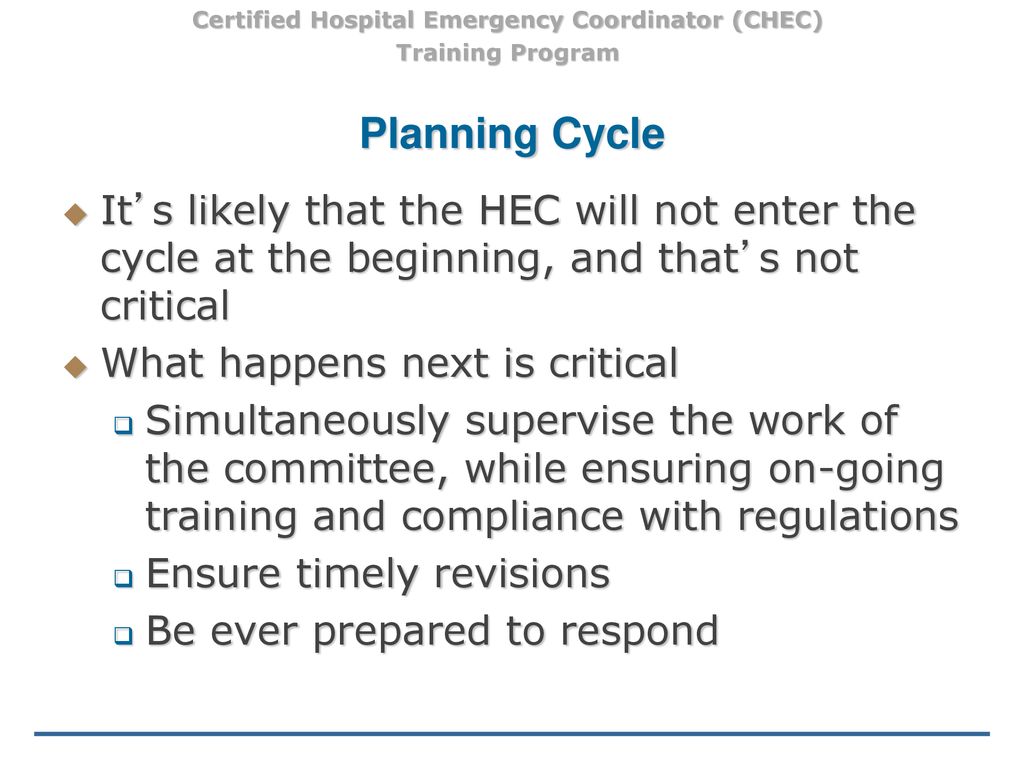 Certified Hospital Emergency Coordinator (CHEC) Training Program ppt