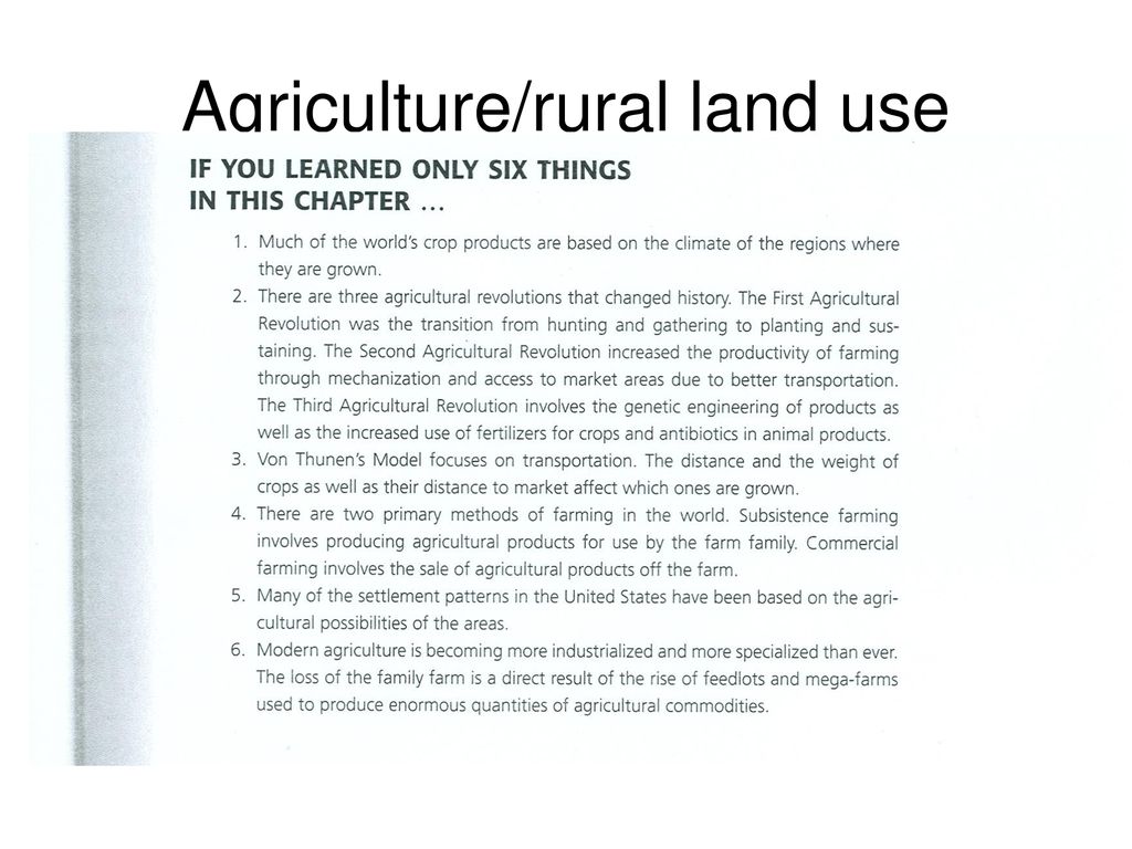Agriculture/rural land use