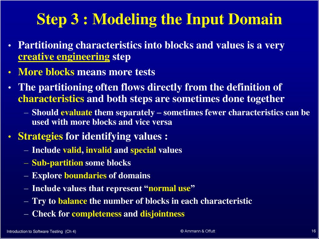 Step 3 : Modeling the Input Domain