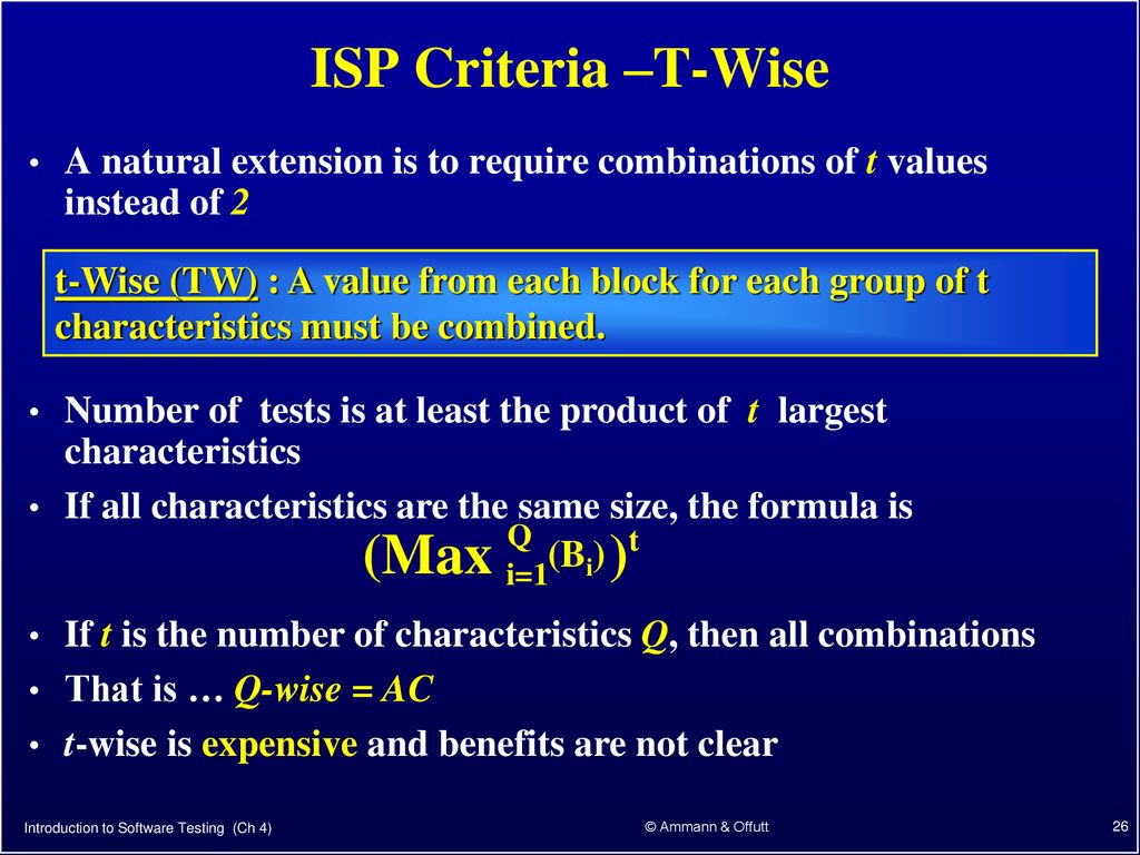 ISP Criteria –T-Wise (Max )