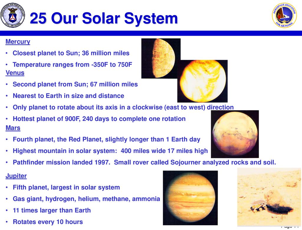 25 Our Solar System Mercury Closest planet to Sun; 36 million miles