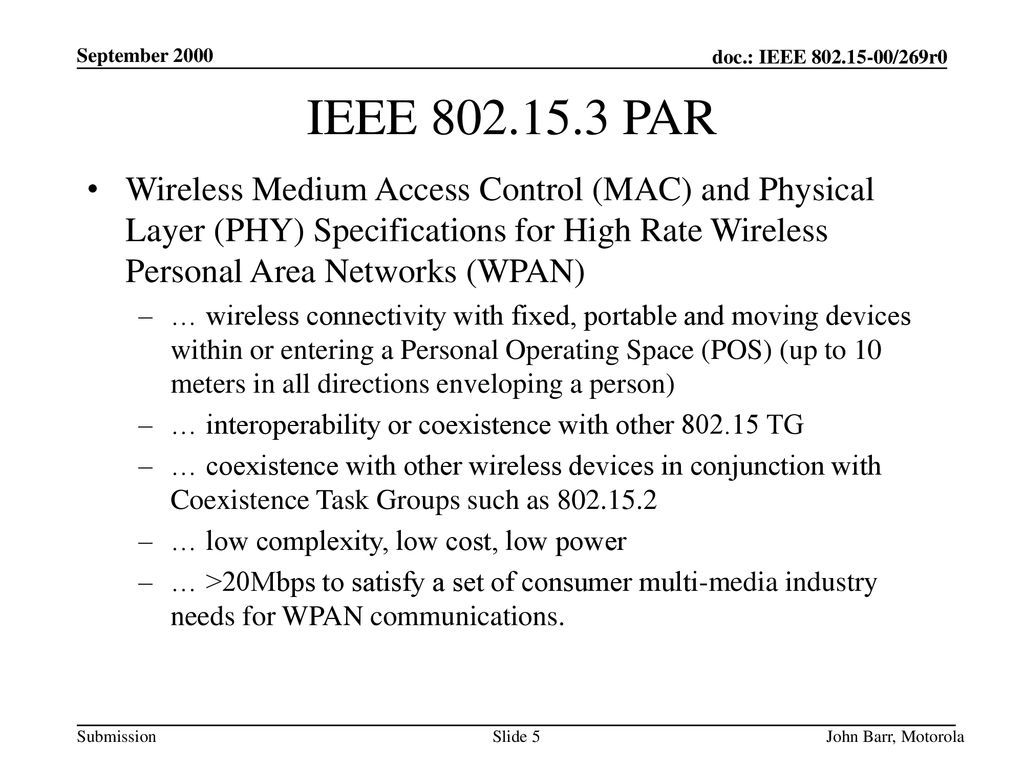 July 2000 doc.: IEEE /174r0. September IEEE PAR.