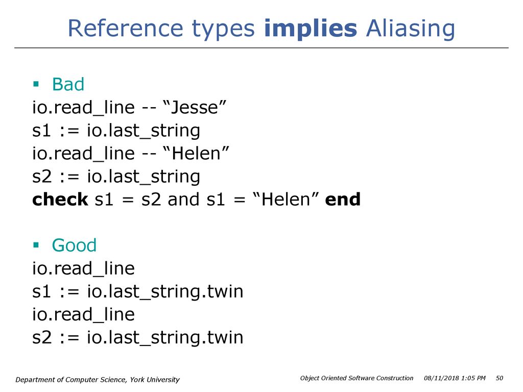 Reference types implies Aliasing