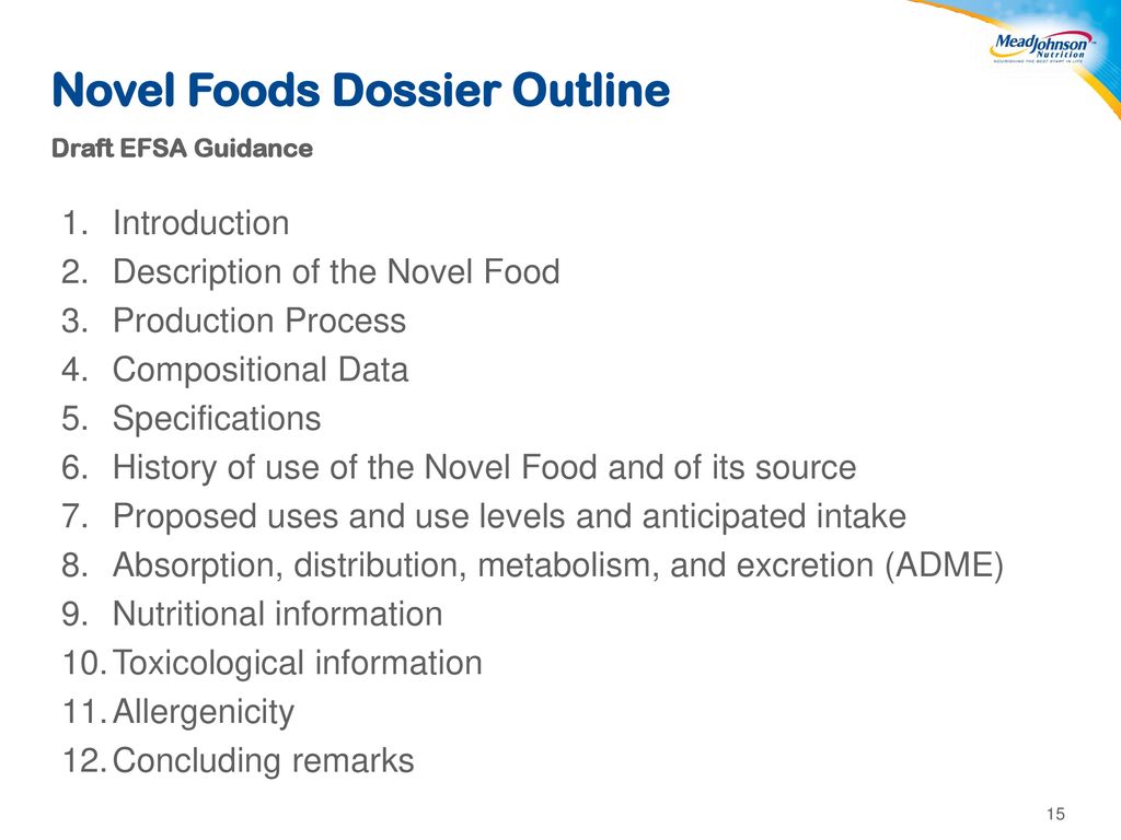 Novel Foods Dossier Outline