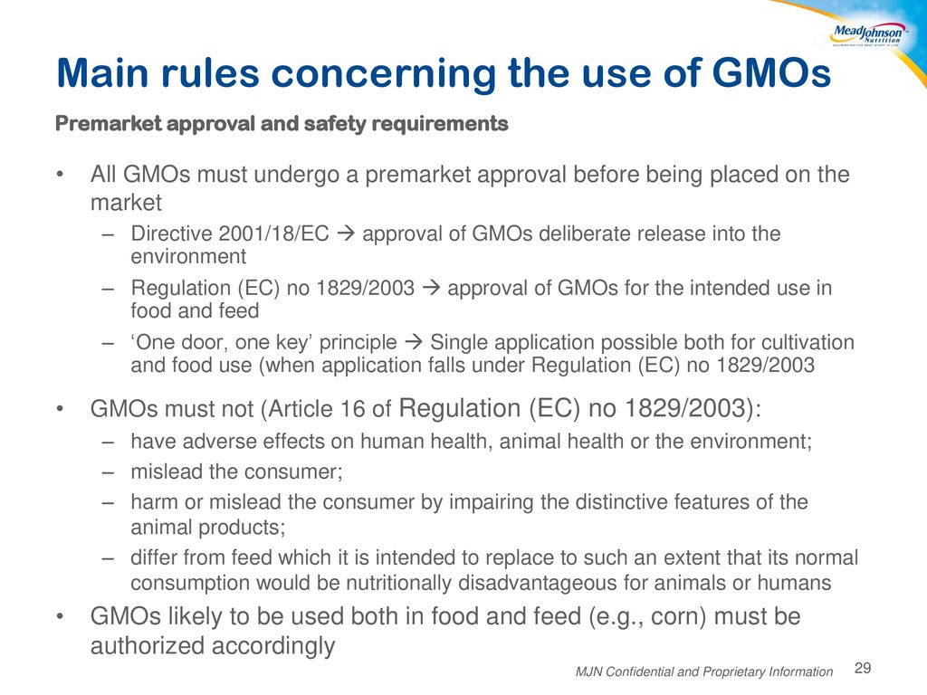 Main rules concerning the use of GMOs