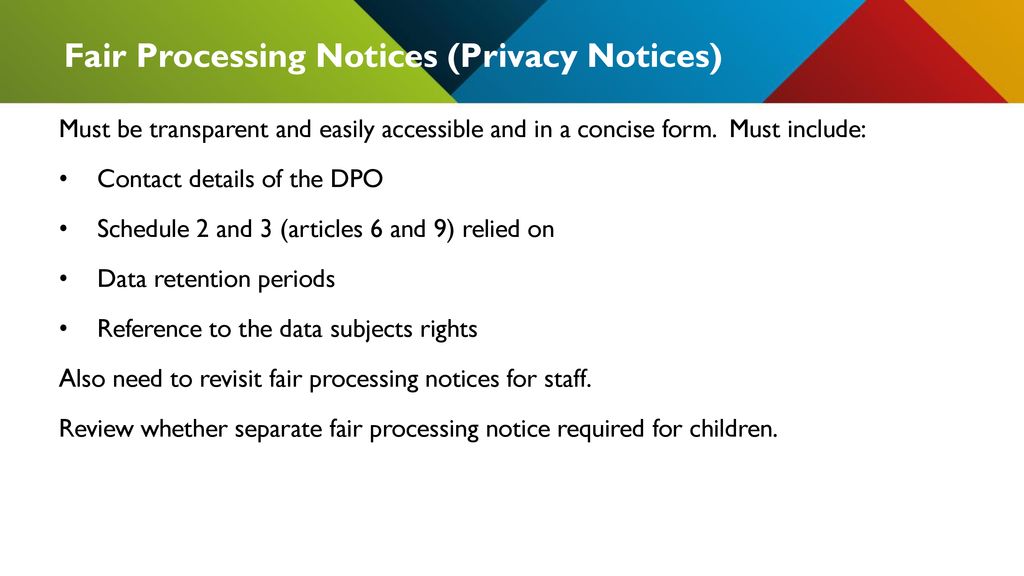 Fair Processing Notices (Privacy Notices)