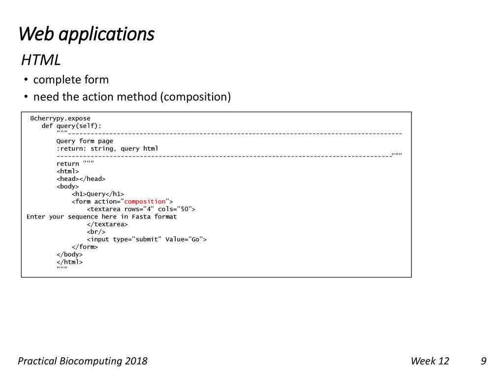 Topics web applications practical biocomputing week ppt download