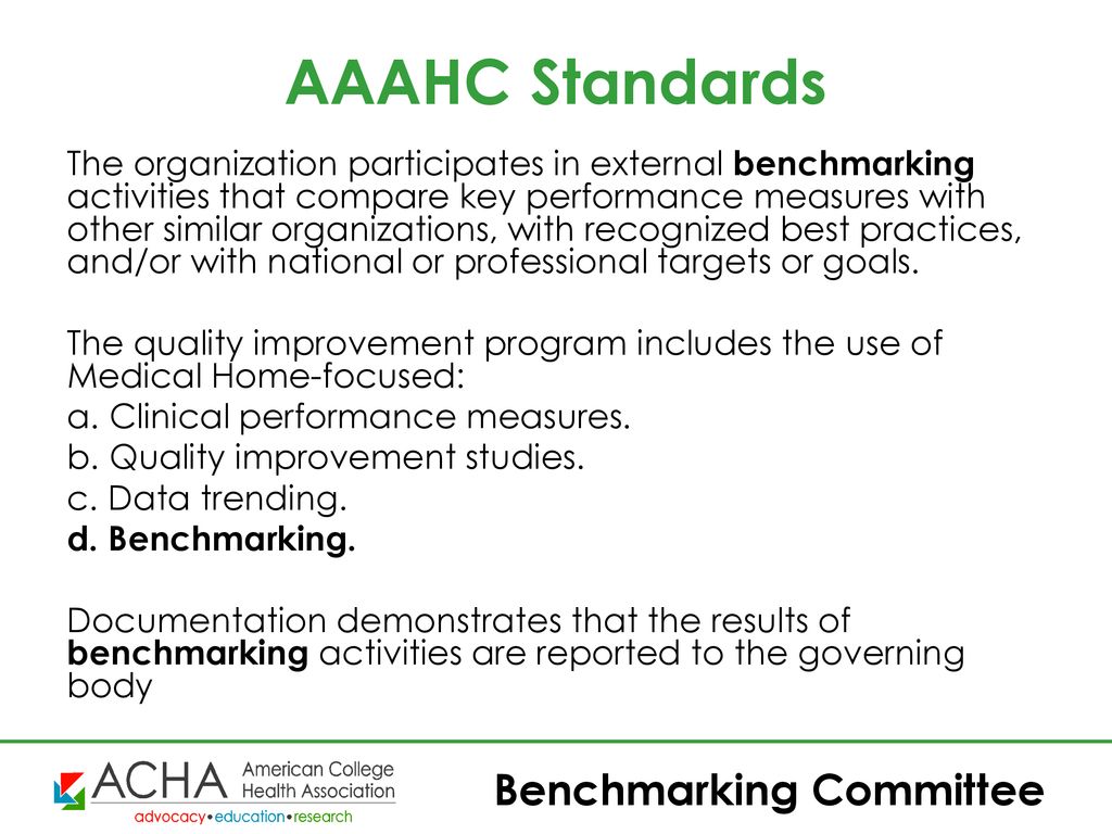 ACHA Benchmarking Committee - ppt download