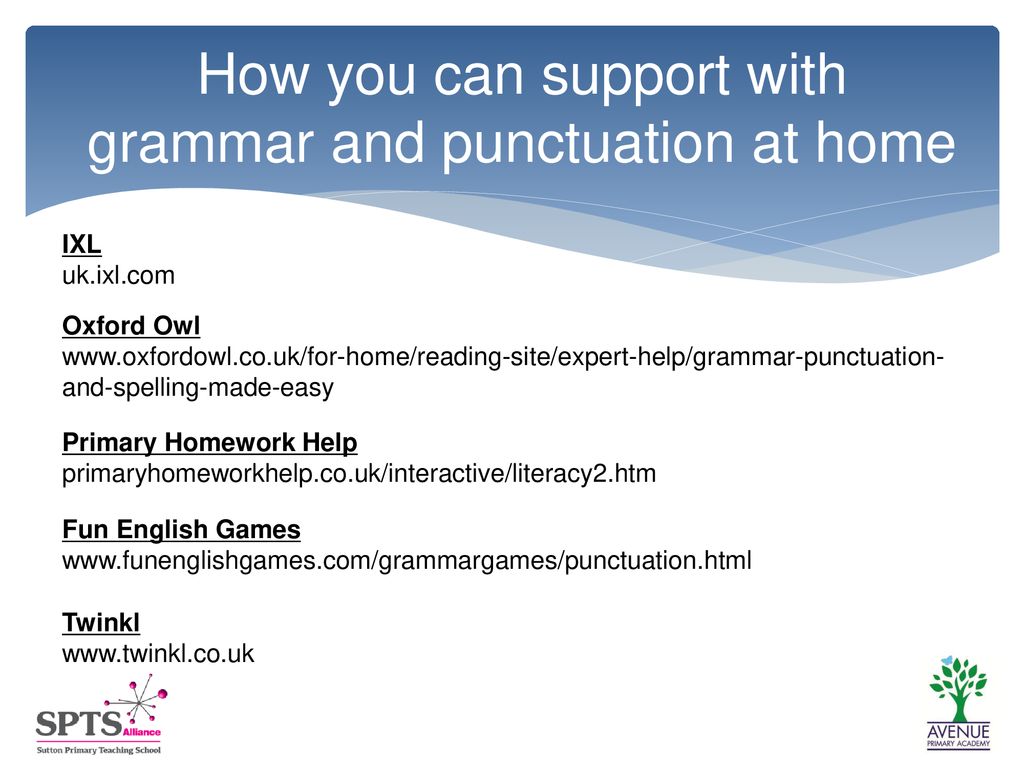 How you can support with grammar and punctuation at home