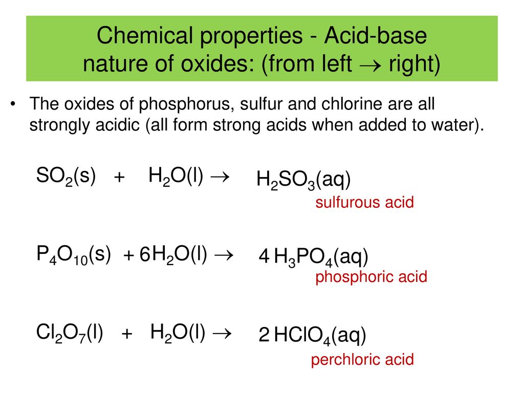 Chemical properties. Properties of Oxides. Acidic Oxide. Chemical properties of sulfur.