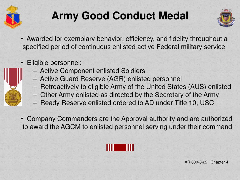 Adjutant General School Administer Awards and Decorations Program Regarding Army Good Conduct Medal Certificate Template