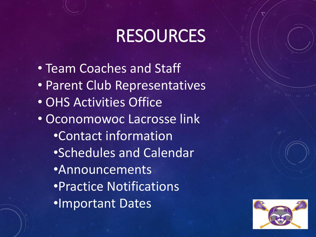Resources Team Coaches and Staff Parent Club Representatives