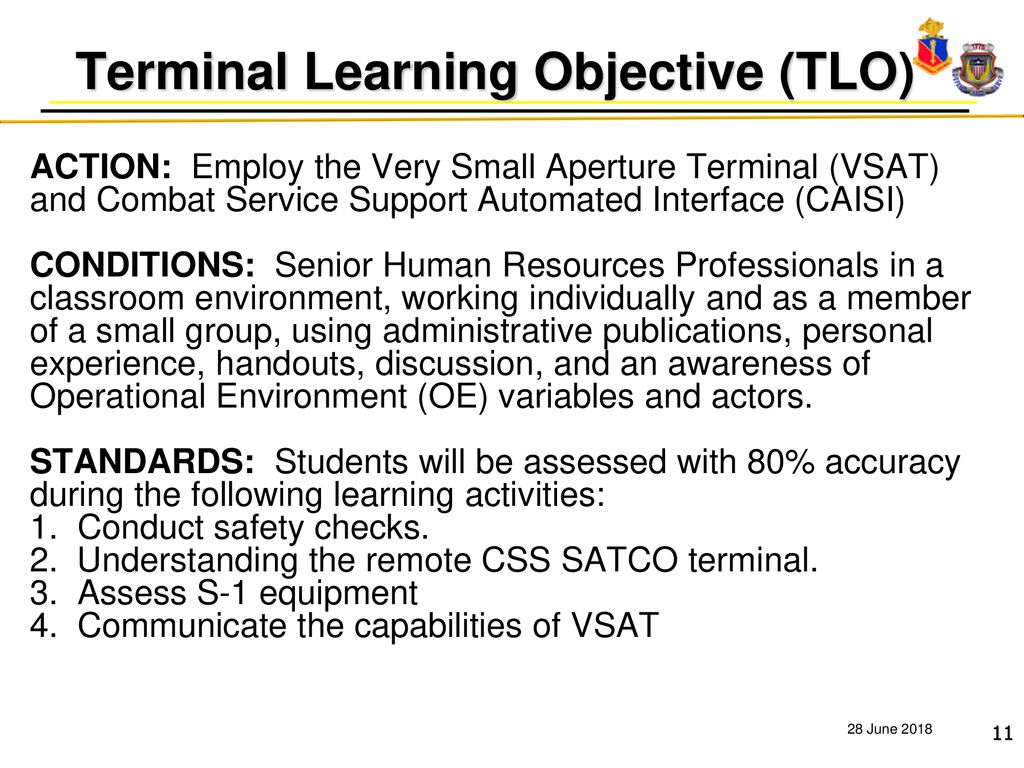 Terminal Learning Objective (TLO)