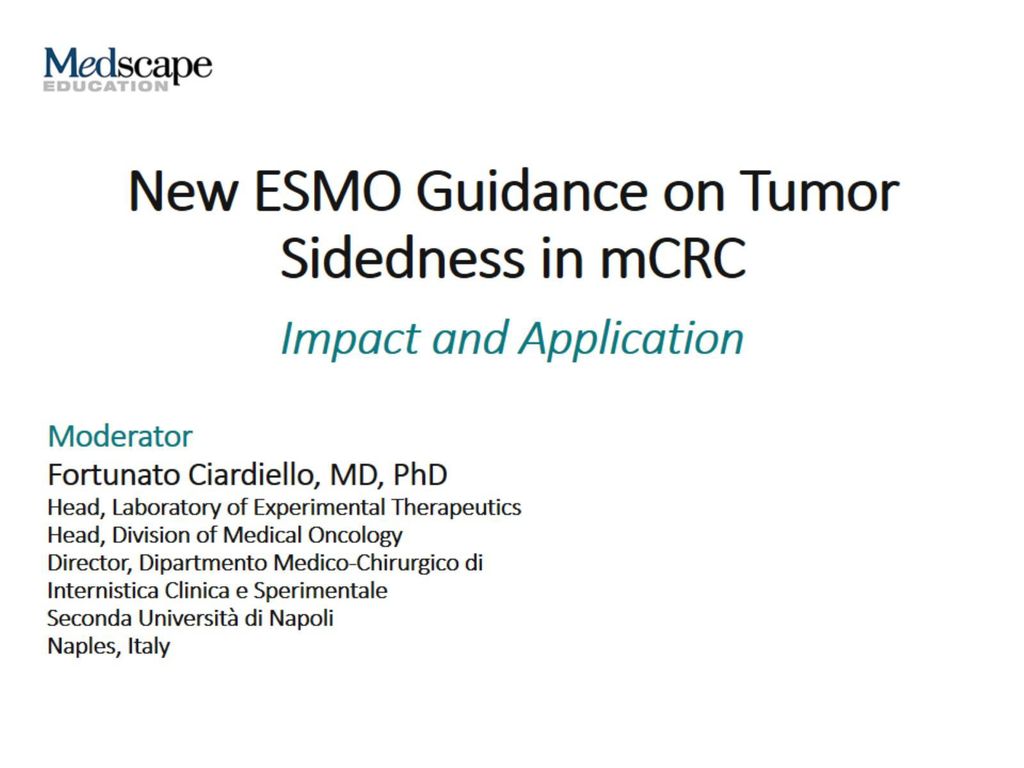 New ESMO Guidance on Tumor Sidedness in mCRC