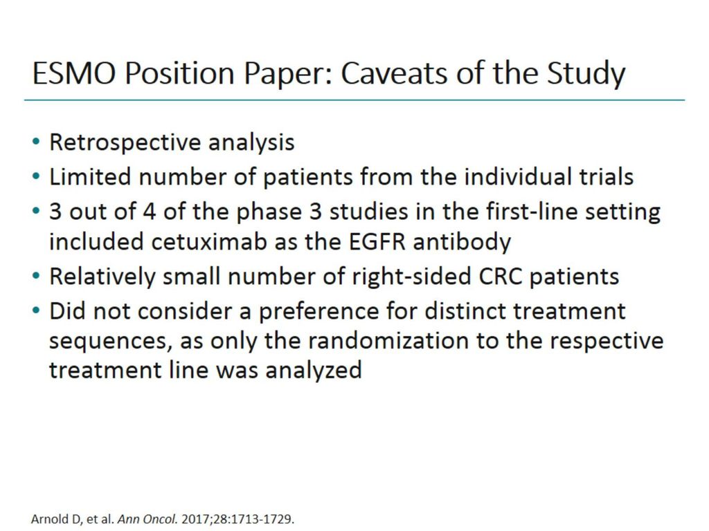 ESMO Position Paper: Caveats of the Study