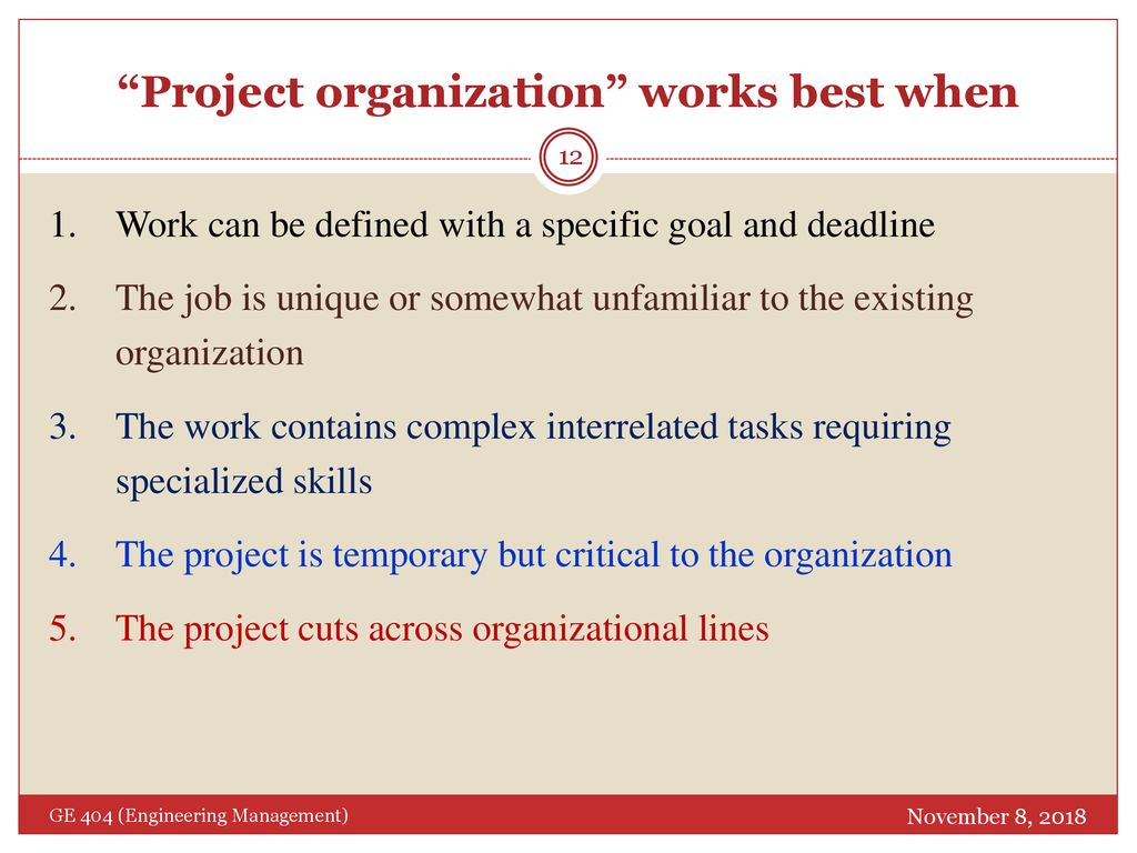 Project organization works best when
