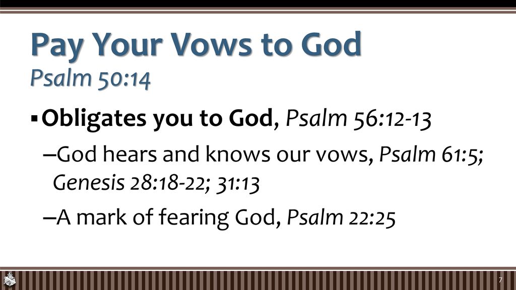 Pay Your Vows to God Psalm 50:14